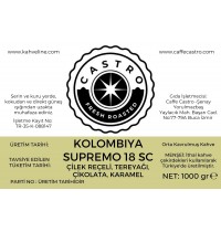 Castro Kolombiya Supremo Felice Medellin Nitelikli  Kahve  1000 Gr. (4x250Gr)